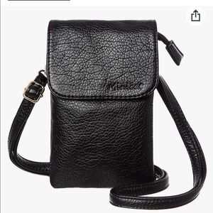 Minicat Black adjustable crossbody, purse with gold accents New without tags